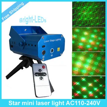 Wholesale 50pc Remote 4in1 150mW mini laser stage dj party light disco lamp lighting 110V/240V With Tripod Free Shipping | Лампы и