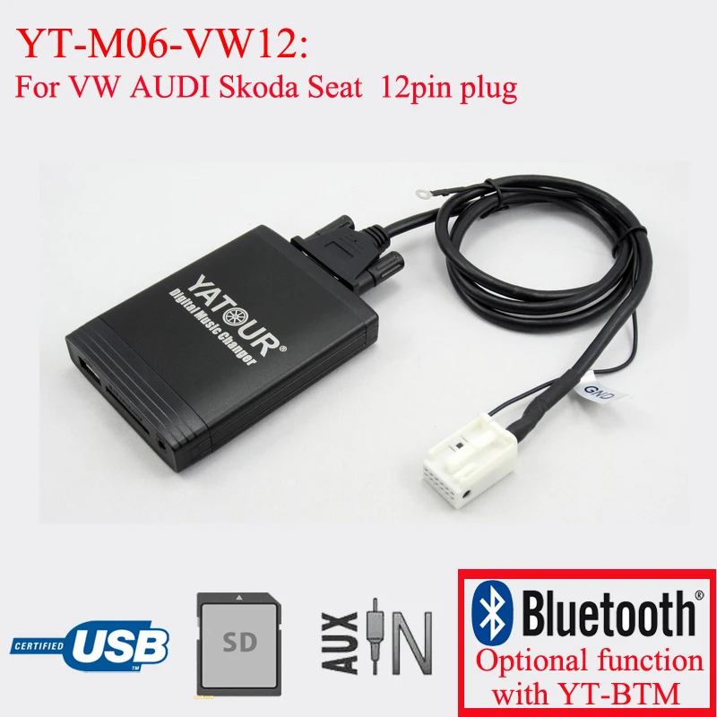 Yatour автомобильное радио USB SD Bluetooth MP3 эмулятор для Skoda Super B Octavia 12pin plug