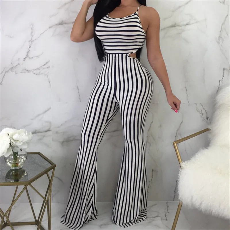 

Fashion Sexy Women's Bandage Long Maxi Dress Black & White Striped Party Beach Dresses Backless Sleeveless Summer Dress Sundress