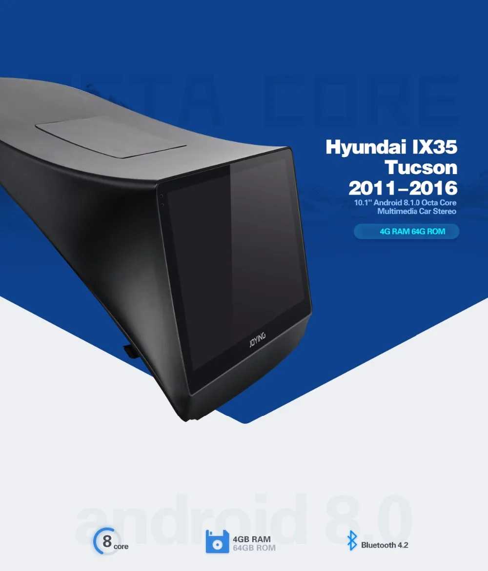 Excellent JOYING 10" 2 din Android 8.1 GPS  For Hyundai IX35 Tucson 2011-2016 Head unit 4GB Octa Core autoradio stereo Multimedia player 9