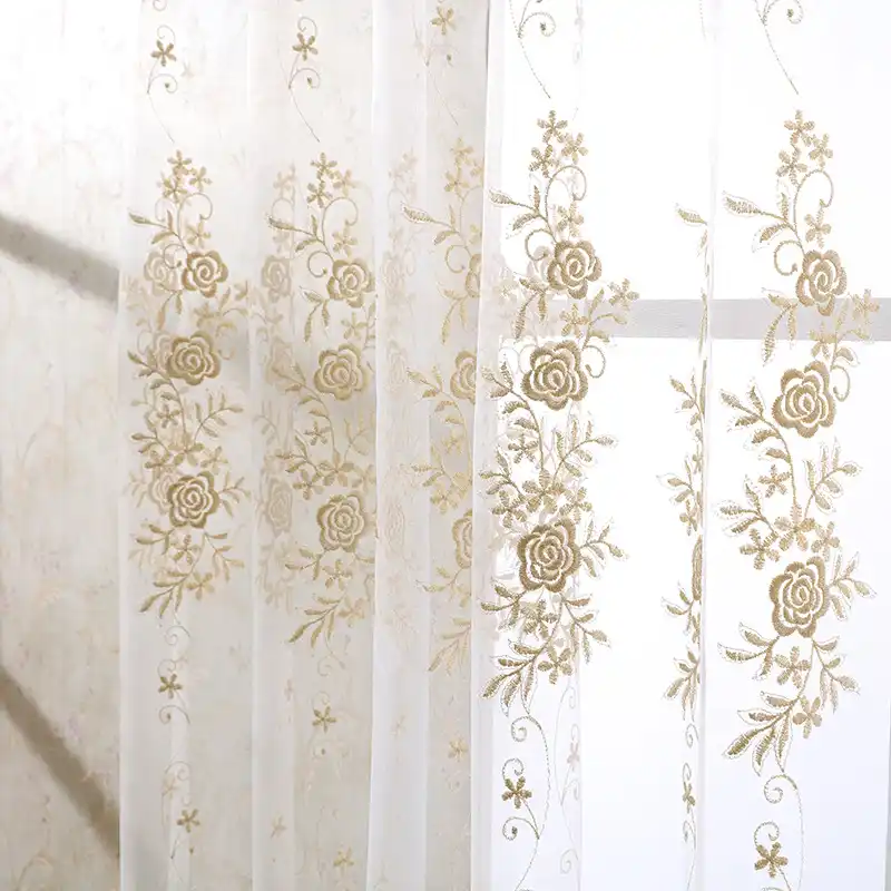 Tiyana Europe Gold Luxury Sheer Curtains Kitchen Beige Tulle