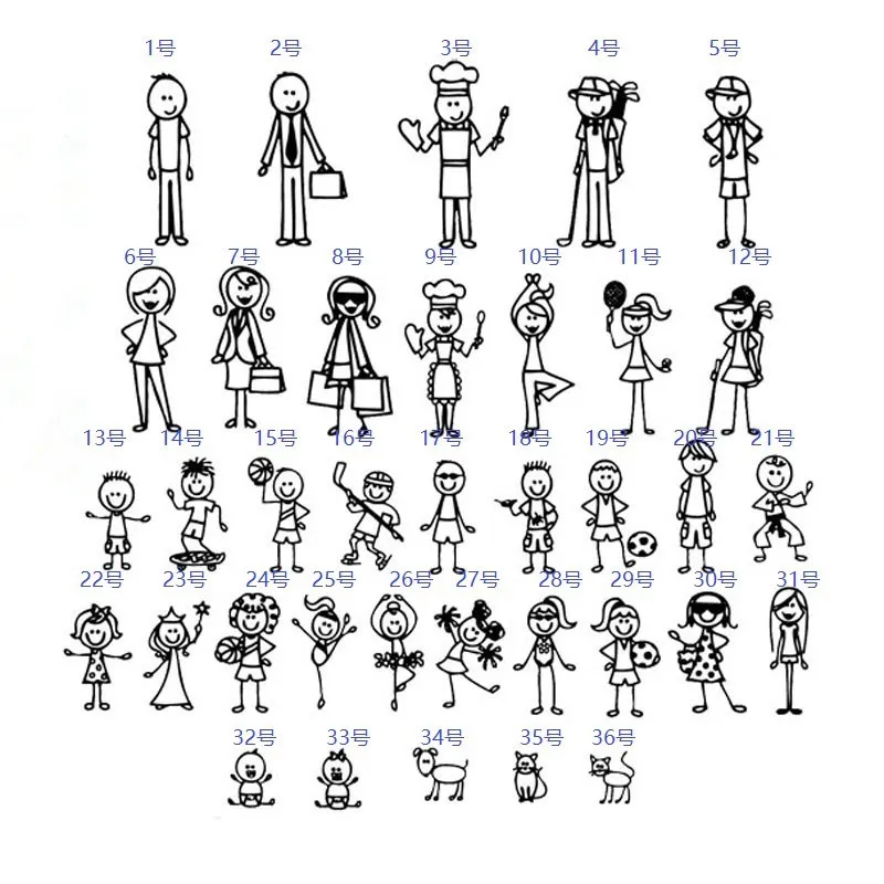

SLIVERYSEA 14*5cm Cartoon Big Family Car Stickers Vinyl Car Bike Motorcycle For Car Decorative Accessories Fashion