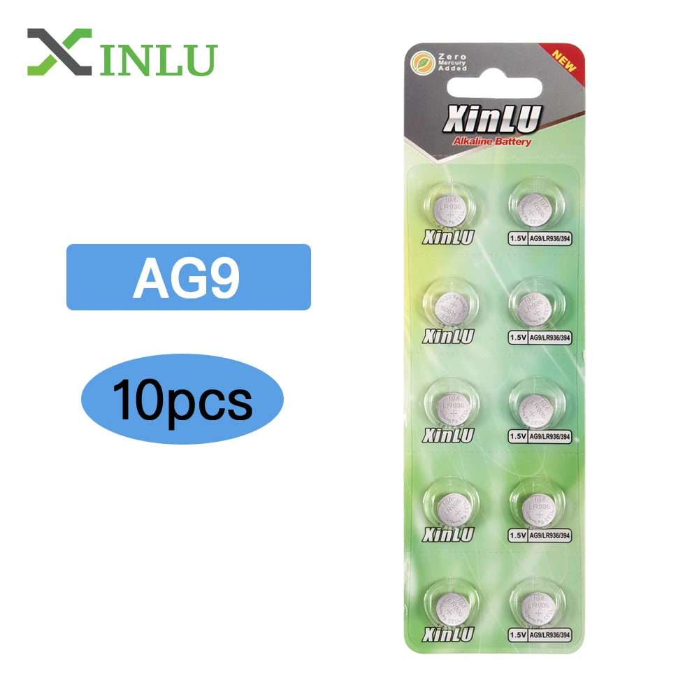 10 шт. щелочные кнопочные батарейки AG9 394 SR936SW LR936 SR936 194 LR45 L936 1 55 в для часов XINLU|batteries