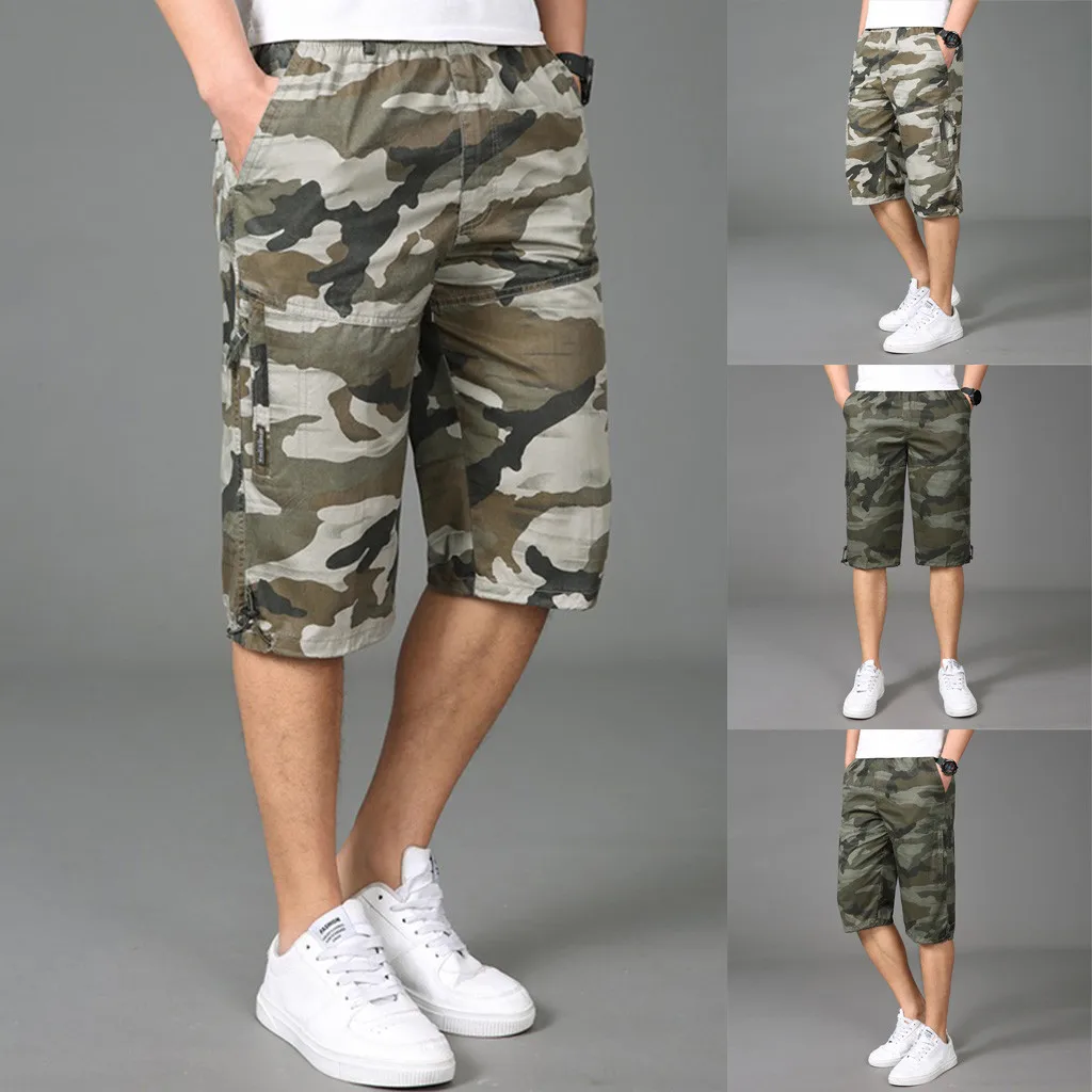 Мужские карго летние многоцветные со встроенным карманом и молнией pantalones hombre