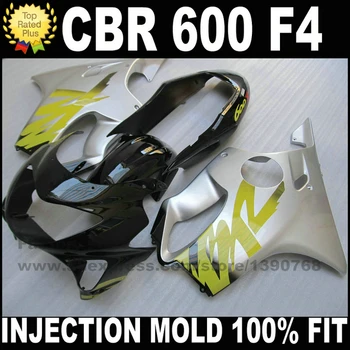 

High Quality INJECTION mold Fairing kit for HONDA CBR 600 F4 fairings 1999 2000 CBR600 99 00 silver black motorcyle parts SR2