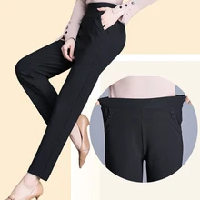 Для женщин среднего возраста Осень Зима плюс бархатные толстые брюки свободные эластичные талии брюки большой размер прямые брюки 5XL