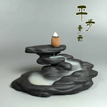 

Mini Purple Sand Clouds Pattern Incense Burner Ceramic Flow Backwards Incense Burner