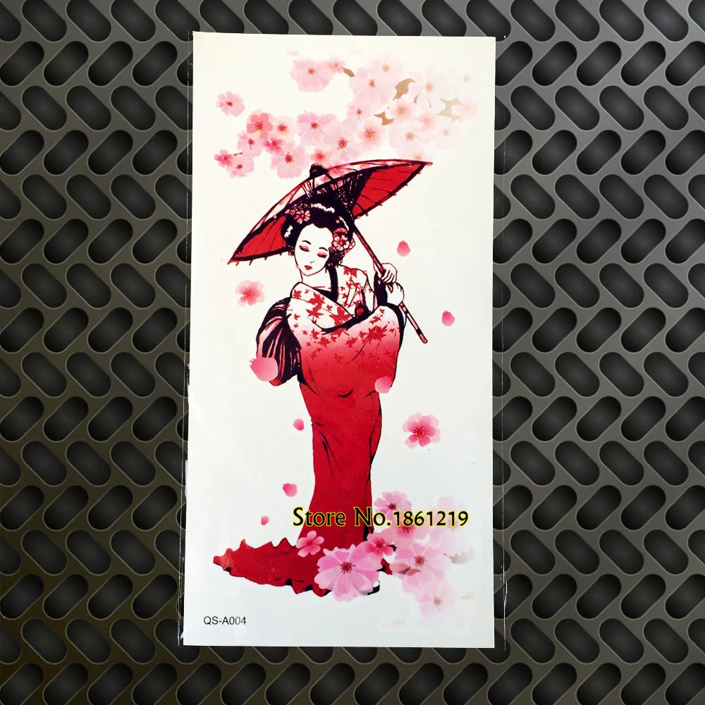

1PC Waterproof Temporary Tattoo Stickers For Sexy Women GQS-A004 Body Arm Sleeve Tattoo Sakura Japanese Girl Kimono Tattoo Paste
