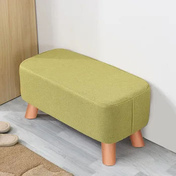 Solid wood shoe bench low stool fashion fabric bench living room sofa stool creative shoes stool