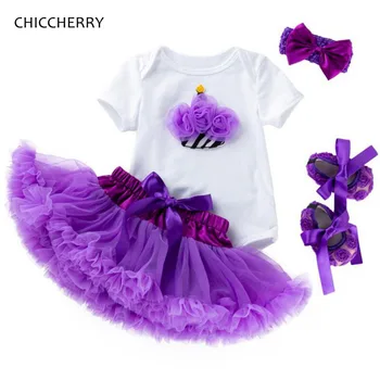 

Fashion Cupcake Bodysuit Lace Tutu Skirt Headband Crib Shoes Baby Girl Clothes Sets Girls Birthday Tutu Sets Ensemble Bebe Fille