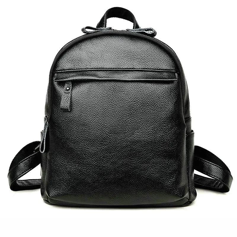 QIAOBAO, высококачественный Женский рюкзак из коровьей кожи, школьный рюкзак в консервативном стиле, черная женская сумка - Цвет: Черный