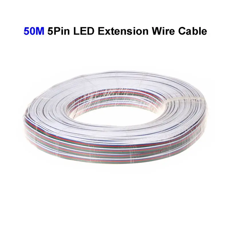 10roll 50M 22AWG 5 Pin RGBW LED Extension Extend Wire Cable Cord For