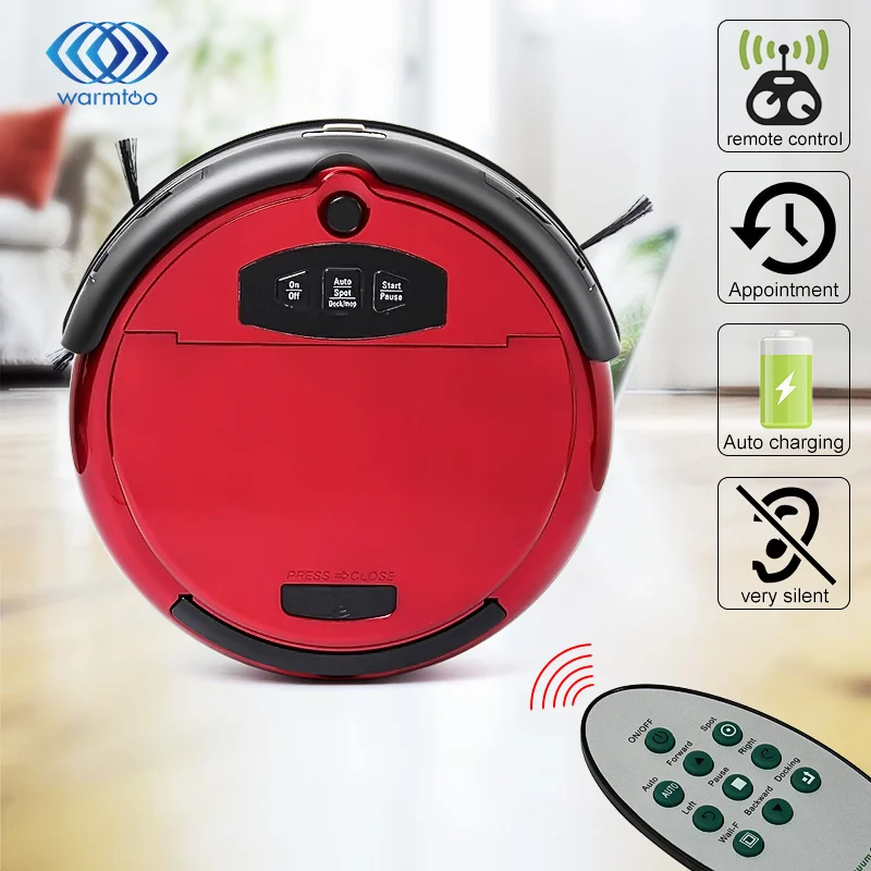 

Warmtoo 20V Red Auto Floor Vacuum Cleaner Robot Smart Robotic Automatical Dust Intelligent Voice Function Durable