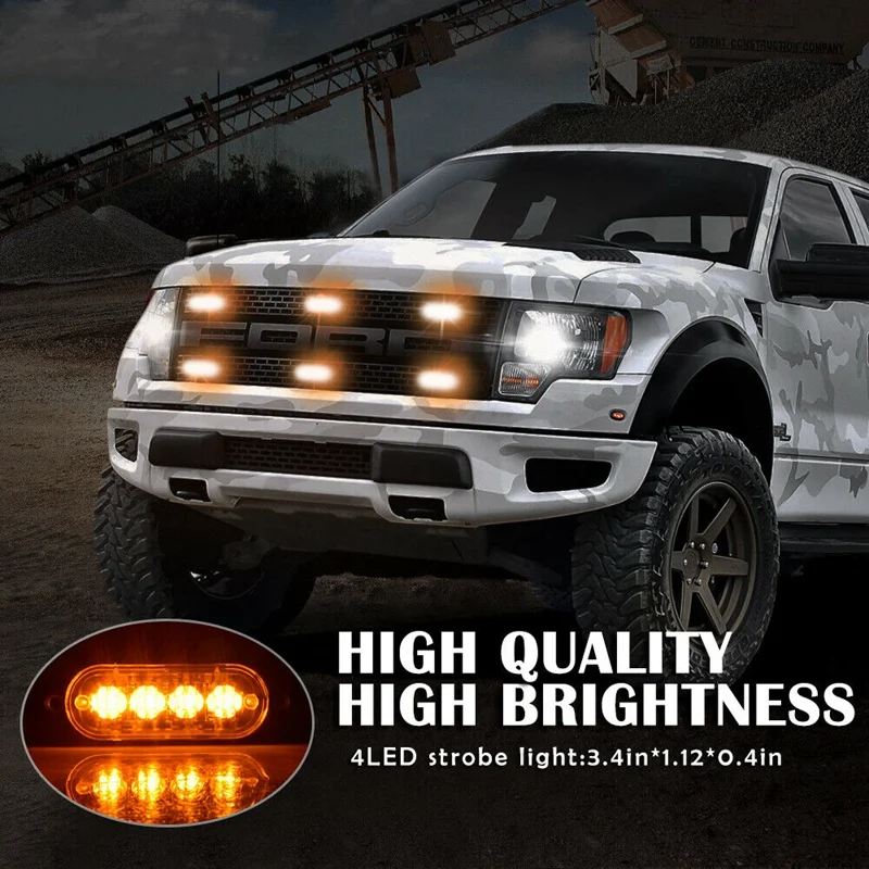 Comprar 10 Uds. Amarillo ámbar coche camión 4 Led emergencia Flash advertencia estroboscópico luz Kit Bar