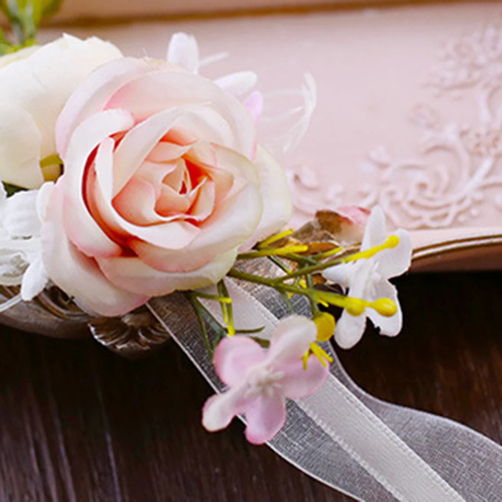 Элегантный мини свадебный подружки невесты на запястье искусственный цветок наручный браслет с цветами женский браслет