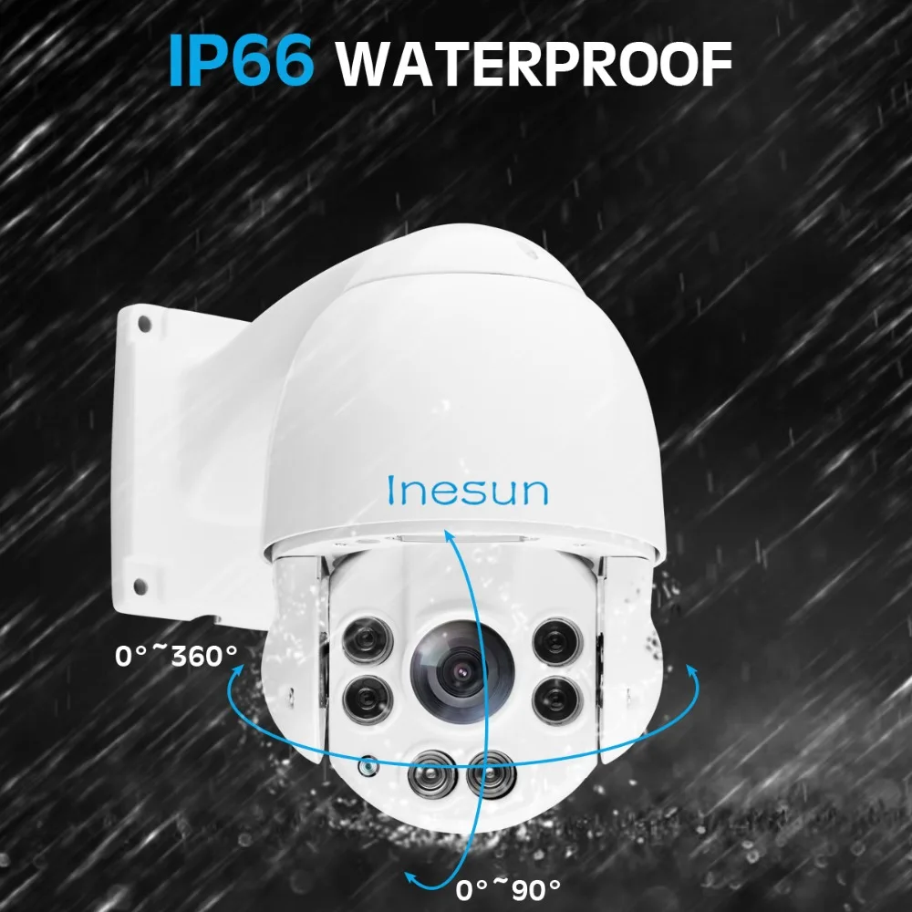 Inesun наружная PTZ IP камера безопасности 2MP 5MP Super HD Pan Tilt 10X Zoom водонепроницаемая Поддержка ИК ночного видения Обнаружение движения