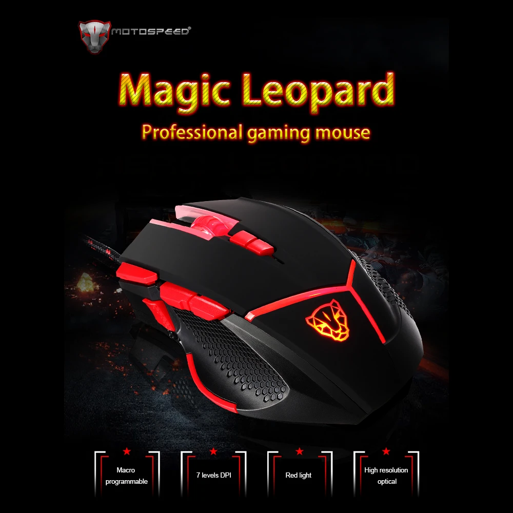Motospeed V18 Профессиональная USB Проводная игровая мышь с регулируемой 4000DPI