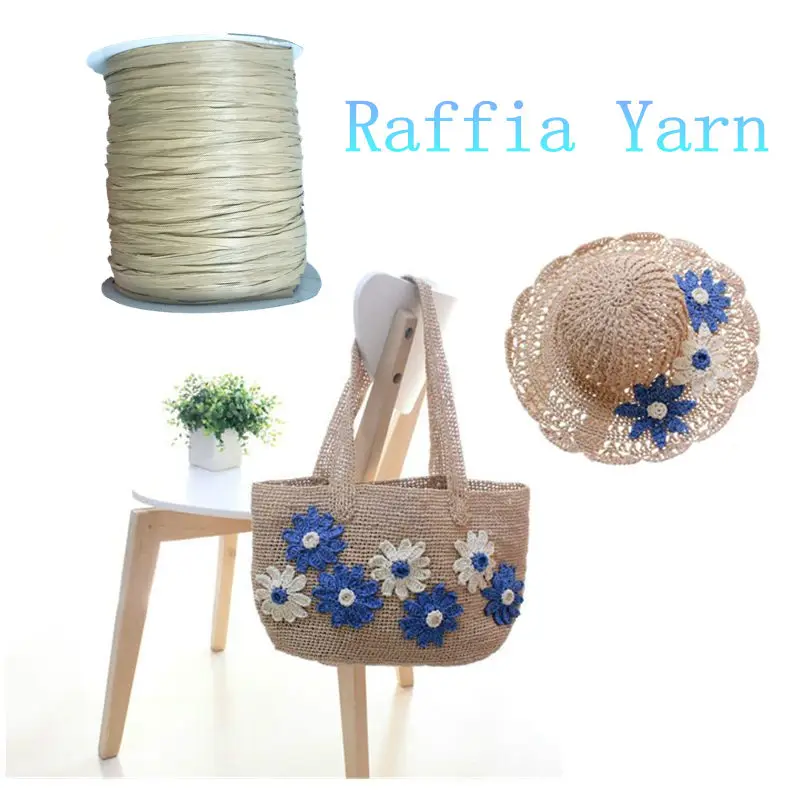 

250 m/roll 2018 Raffia Straw Yarn Organic Straw Yarn For Hand Crochet Summer Hats Bags Diy Gifts Flowers Wrapping Material Sup.