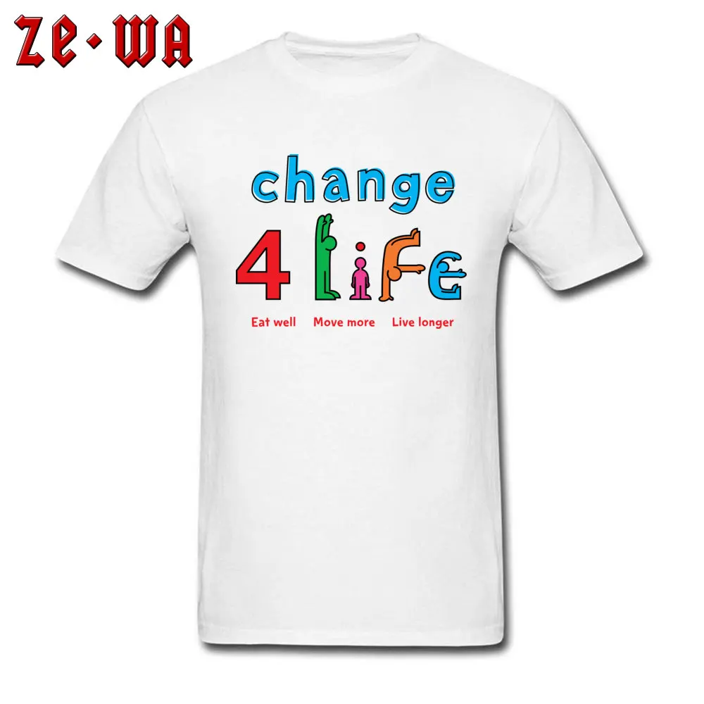 Change 4Life Logo T-shirts Short Sleeve Geek Newest Mens VALENTINE DAY Tops & Tees Geek Tee Shirts Round Neck Pure Cotton Change 4Life Logo  white