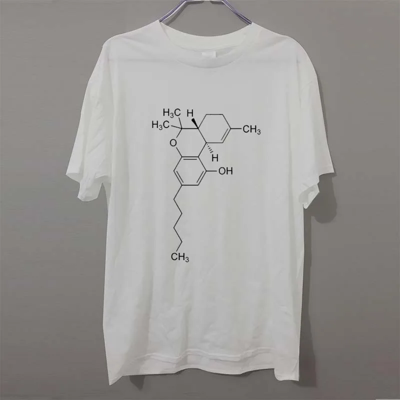 

THC Tetrahy Drocannabinol Molecule Letters Print T Shirts Male Undershirts Tshirts