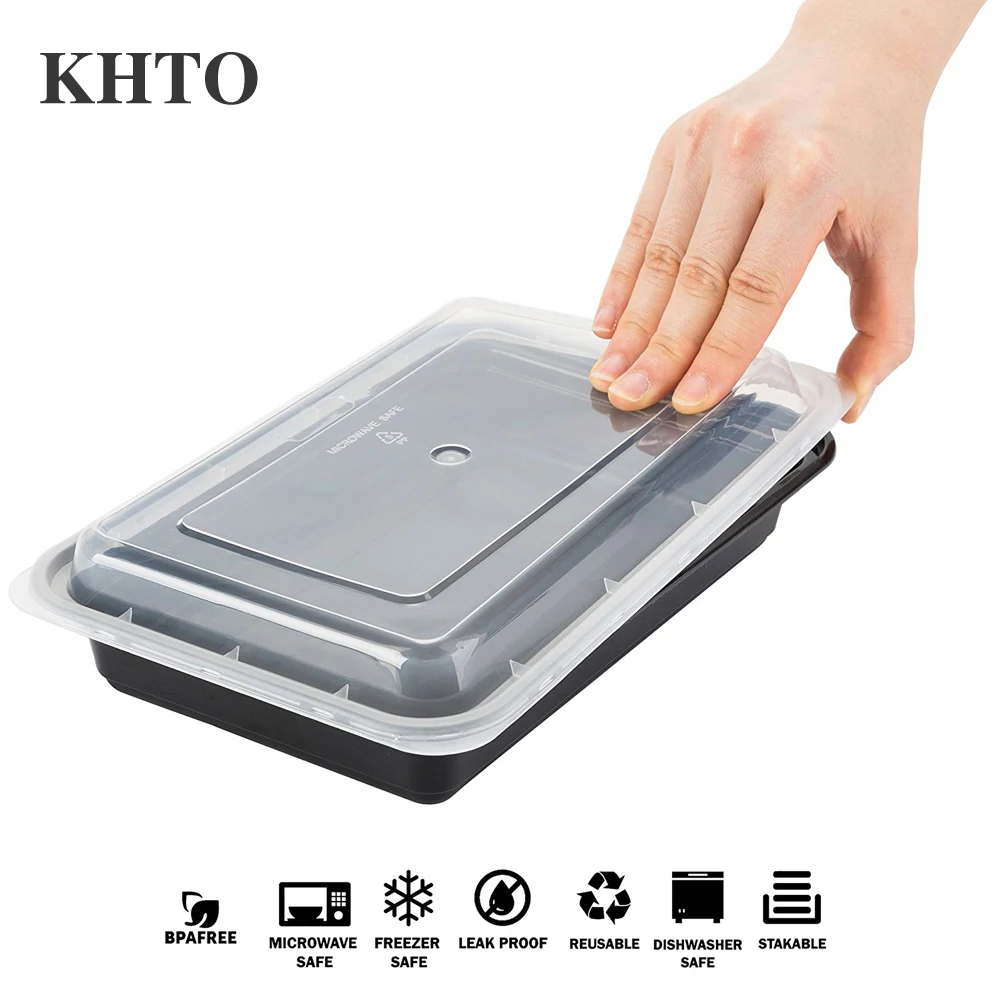KHTO контейнеры для хранения продуктов с крышками Bento Box Ланч-бокс для пикника коробка для хранения продуктов микроволновая печь и мыть в посудомоечной машине - Цвет: 1 Compartment 28oz