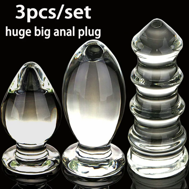 3pcs Set Huge Big Glass Anal Plug Anus Fisting Anal Dilator Vaginal