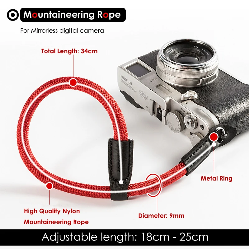 Mountaineering Nylon Rope Camera Wrist Strap Belt for Mirrorless Digital Camera Leica Canon Nikon Olympus Pentax Sony