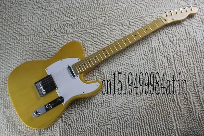 

Free shipping Telecaster Electric Guitar Custom Color Monaco Yellow OHSC guitar @22