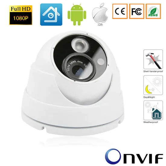

CCTV 1920*1080P 2.0MP IP Outdoor Network Camera Vandalproof IR Camera NightVision Plug and Play ONVIF Surveillance