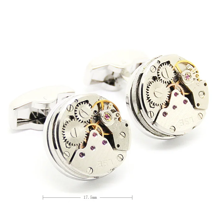 

Father Day Men Business Watch Movement Cufflinks of immovable Beour Steampunk Gear Watch Mechanism Cuff links for Mens free box