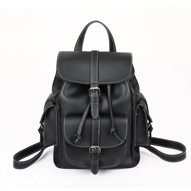 Винтажный женский рюкзак на шнурке, высокое качество, из искусственной кожи, рюкзаки Sac a Dos, черный,, сумка на плечо, женские школьные сумки XA1179H - Цвет: Black