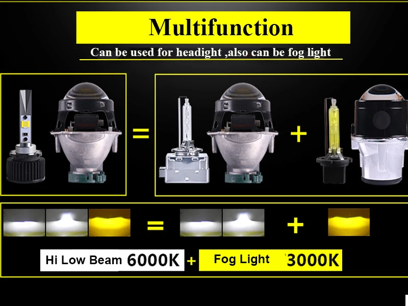 Sanvi 2 шт. D2H 5500K 3000K белый желтый двойной Цвет светодиодный головной светильник лампа с высокой четкостью изображения Bi светодиодный объектив Hella ОБЪЕКТИВ для туман светильник светодиодный