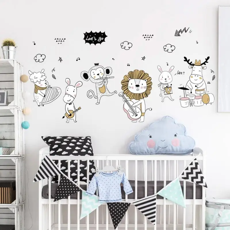Cartoon animal wall stickers sheep horse monkey lion rabbit deer concert children room stickers home decoration wall stickers s3 Cartoon animal wall stickers sheep horse monkey lion rabbit deer concert children room stickers home decoration wall stickers s3