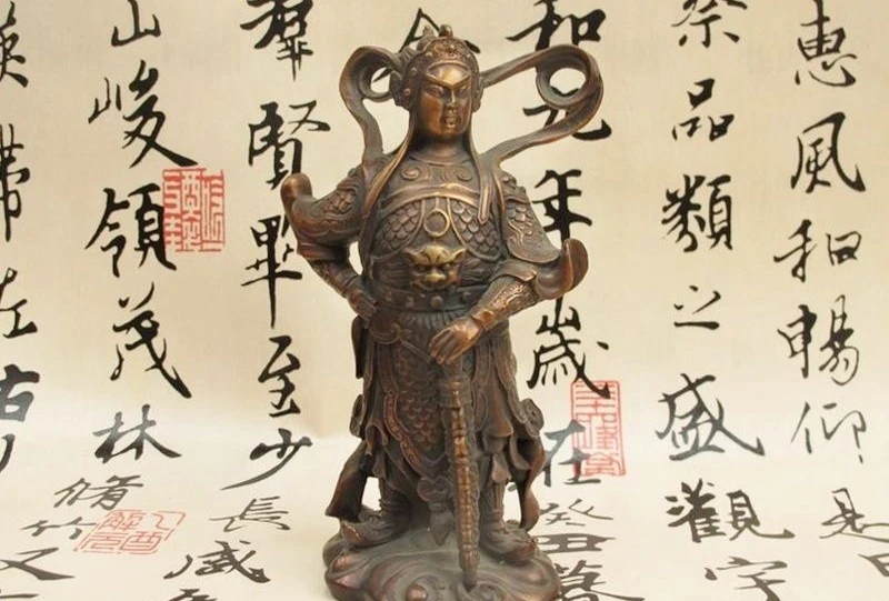 

Chinese Buddhism Temple Pure Bronze WeiTuo Warrior Door God Wei tuo Statue a 0518