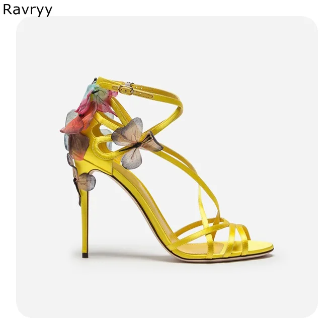 yellow heels with butterflies