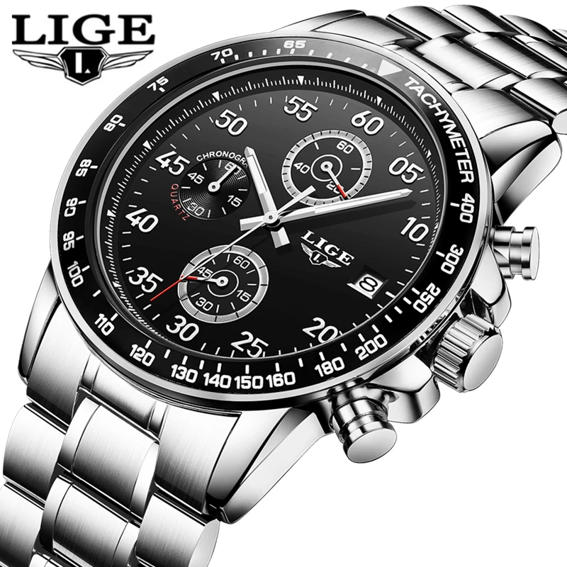 

New LIGE Mens Watches Men Business Casual Sport Watch Mens Fashion Stainless Steel Automatic Date Quartz Watch Relogio Masculino