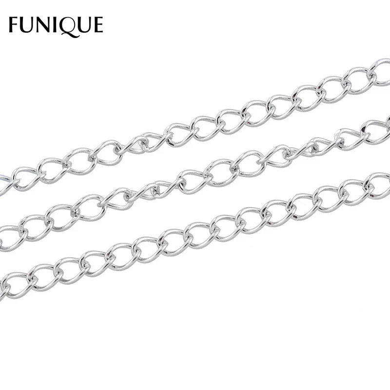 

FUNIQUE Chain Necklace Jewelry 2M Stainless Steel Thin Link Chain Silver Tone Maxi Necklace For Women & Men 4mmx3mm