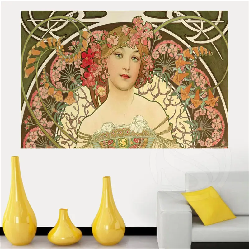 

Hot! Alphonse Mucha Canvas Silk Poster for Home Decor painting Art Custom Print Picture SQ0513-ZHH002