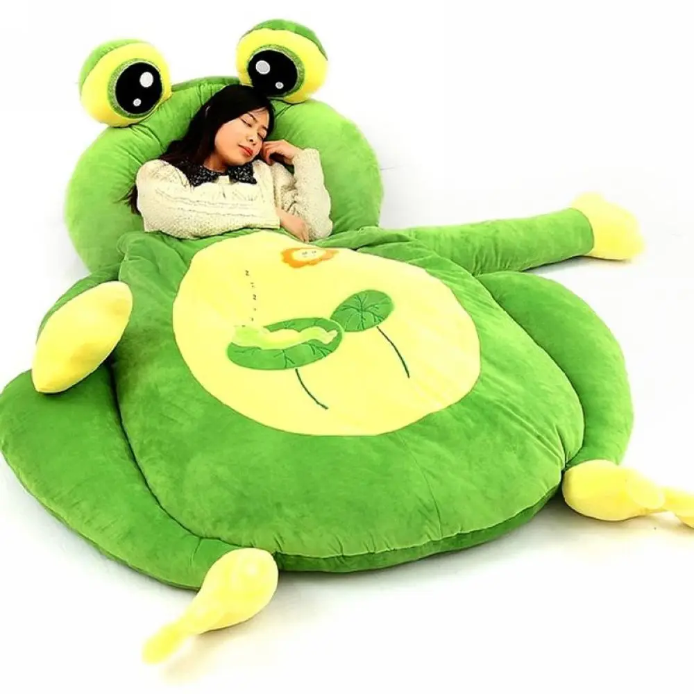 Гигантский мультяшный спальный мешок мягкий плюшевый животное лягушка медведь Обезьяна Жук кошка погремушка диван кровать ковер татами коврик 5 моделей - Цвет: Зеленый