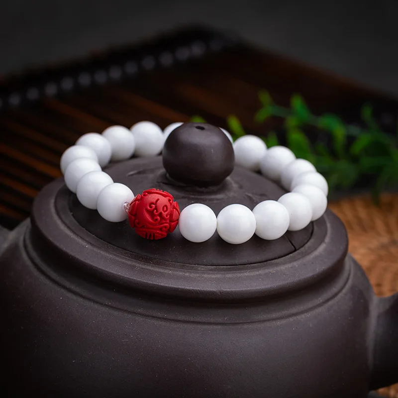 

Meajoe Natural Shell Buddhist Scripture Bead Bracelet Round Chain 6 8 10mm Beaded Bracelets Jewelry