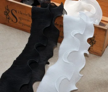 

Wholesale 10Yards Black White Ruffled Lace trim DIY Wedding Dress