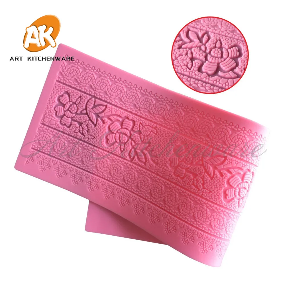 

Flower Silicone Mould Lace Mat For Wedding Cake Decoration Tools, Sugercraft Silicone Fondant Cake Mold Sugar Lace Mat LFM-39