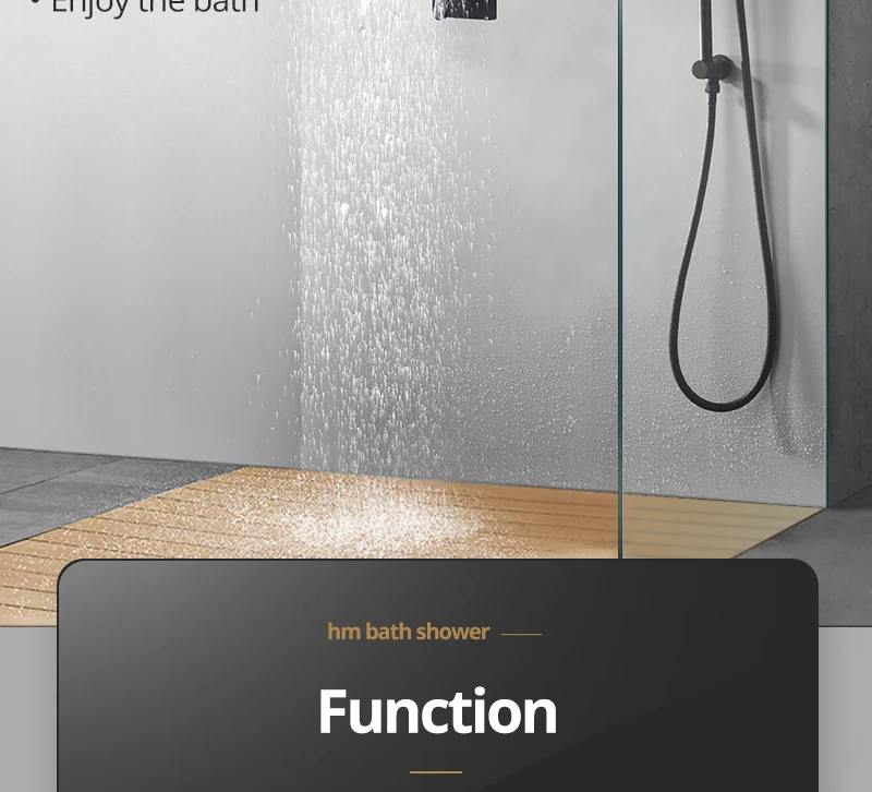 22Waterfall Rain Shower Sets Faucet Rotating Water Shower 4 Function Spa Waterfall Massage Bathroom Fixture Black Shower Set (2)