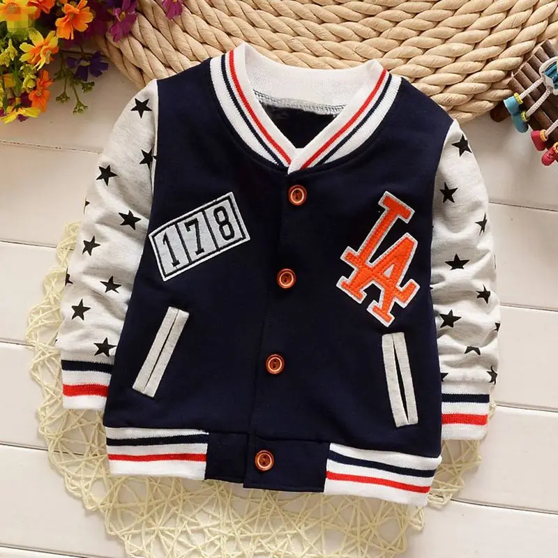 Casual Spring Autumn Kids Children Long Sleeved Star Boys Jackets Cardigan Baby Infants Outwear Coats Casaco