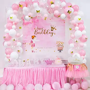 

100pcs Pink White Gold Butterfly Balloons Arch Garland Kit for party suppies.