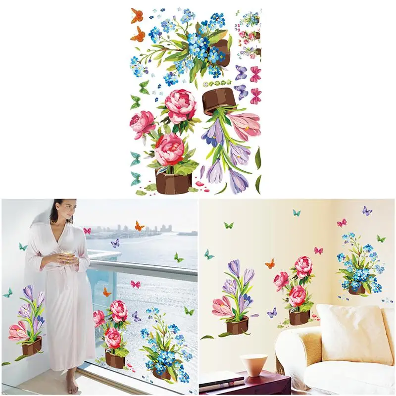 

Removable Wall Sticker Flower Potted Pattern Wall Sticker Free Combination Wall Decal For Bedroom Kids Room Living Room