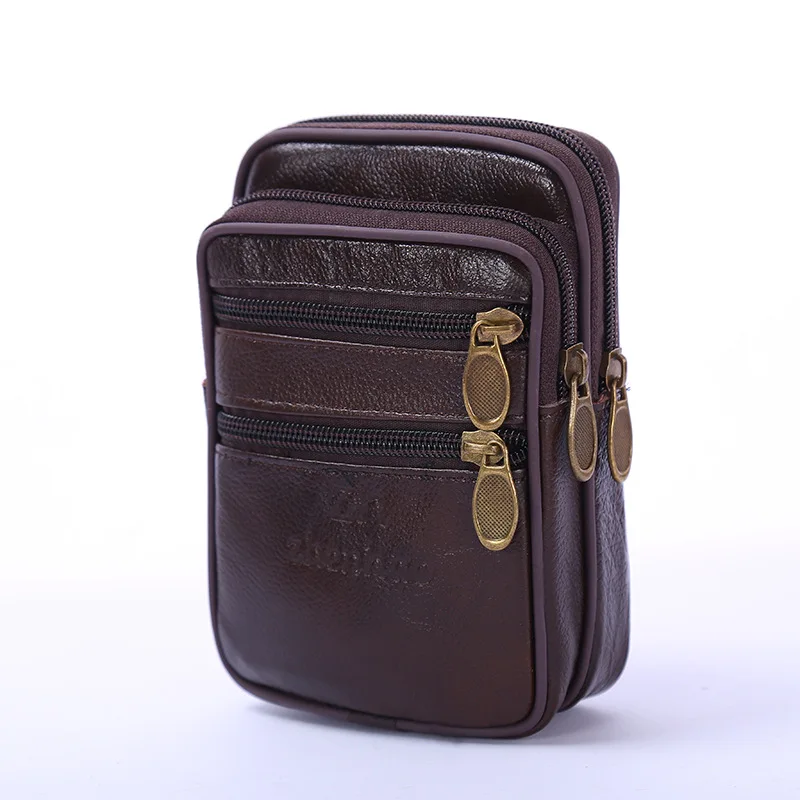 

BISI GORO new Genuine leather waist bag Multifunctional Vertical Business Pack Fashion waterproof bags for men fanny pack men
