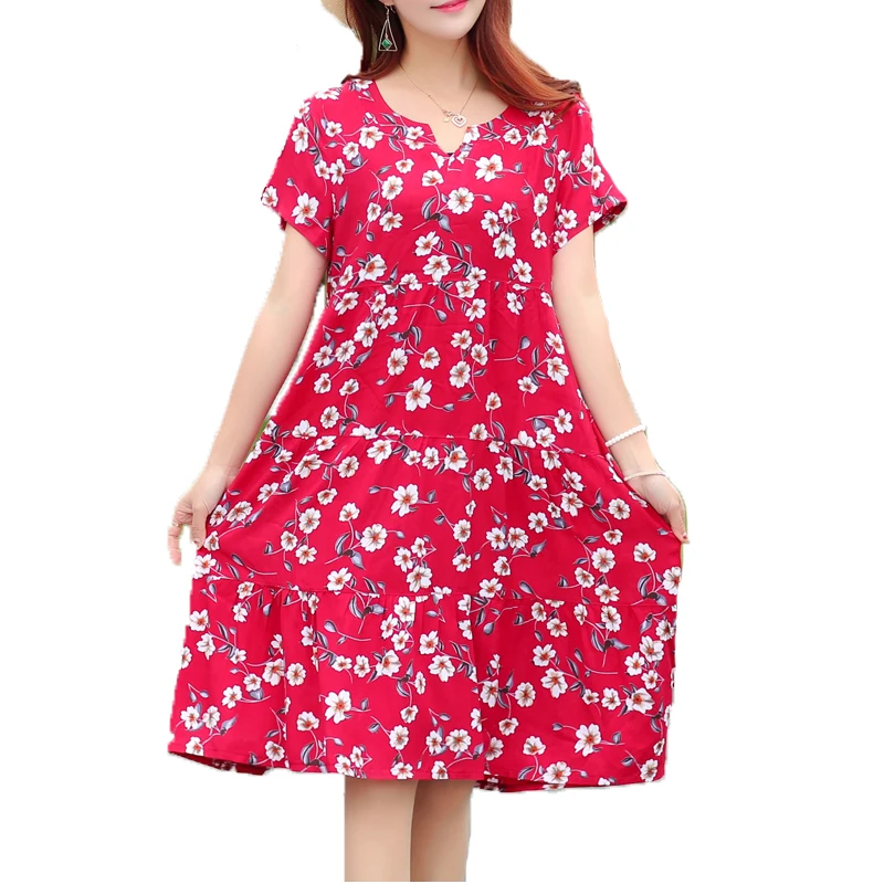 Wholesale New arrival 2017 summer dot dress vestido slim loose V-neck casual women clothing cotton patchwork vestidos dresses plus size Buy Cheap New arrival 2017 summer dot dress vestido slim loose V-neck casual women clothing cotton patchwork vestidos dresses plus size