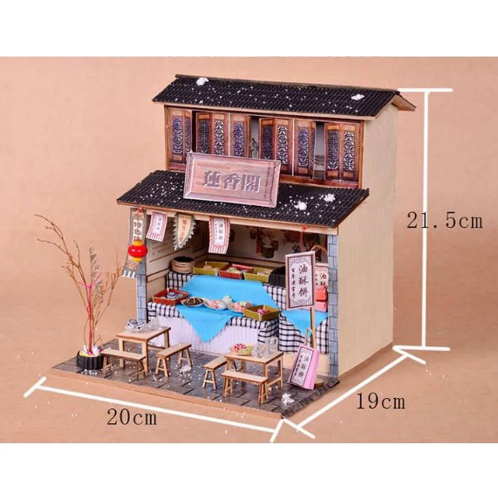 DIY Handcraft Miniature Project Wooden Dolls House Antique Snack Foods Shop Model Kids Hands-On Toy Educational Toy
