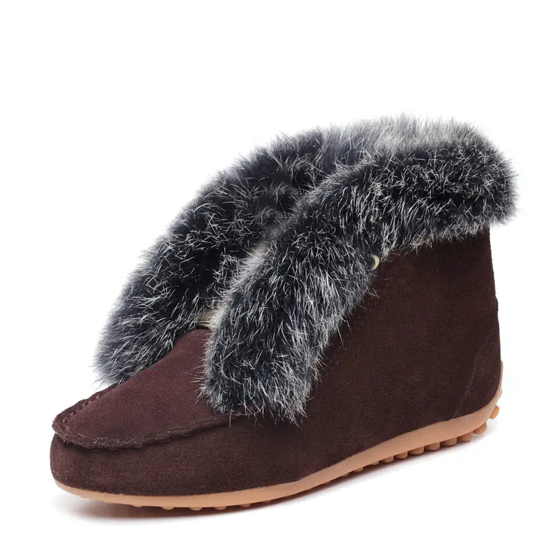 

Fall winter Snow cotton flat shoes Rabbit fur soft soled shoes plus velvet shoe